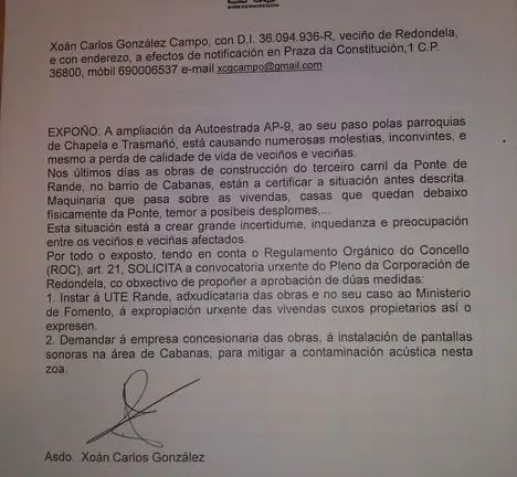 Solicitude de pleno extraordinario.